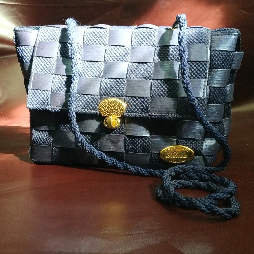 Alma Creazioni Navy Blue Basketweave Handbag